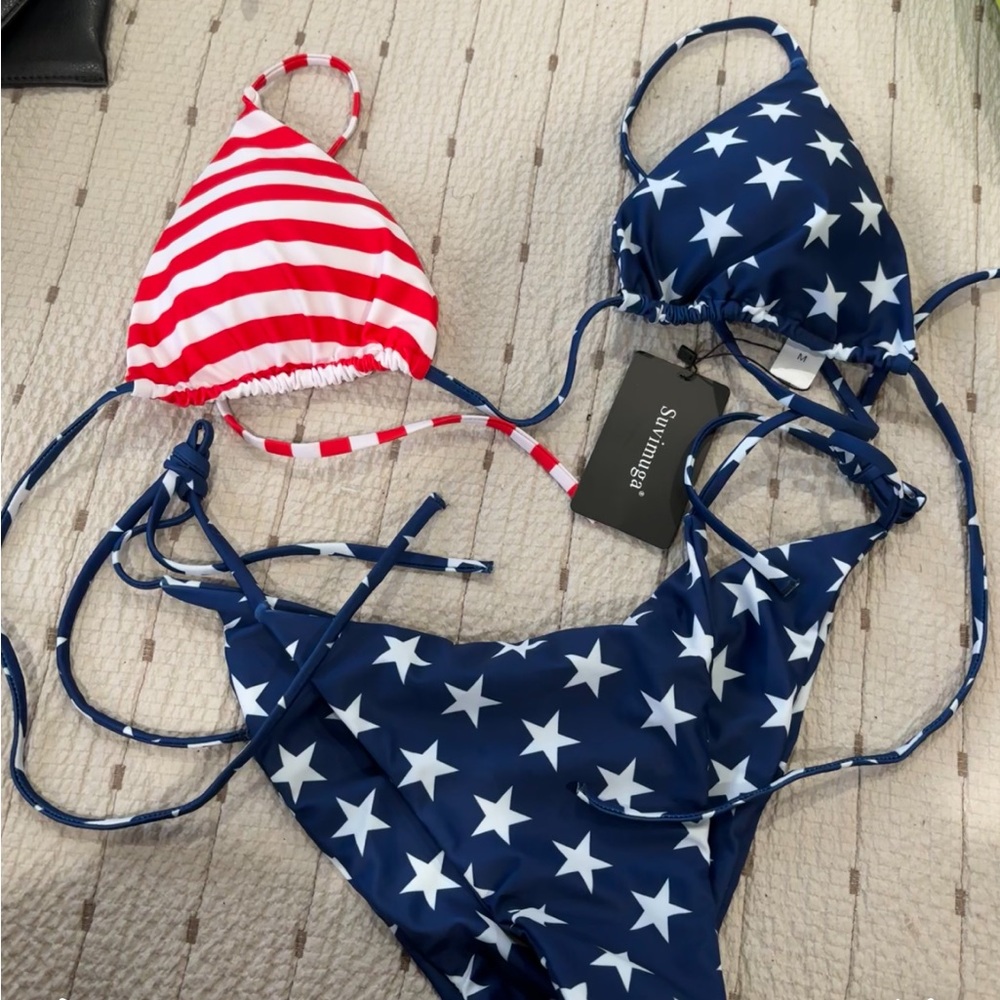 Swimsuits For All Red and Blue Star Bikini